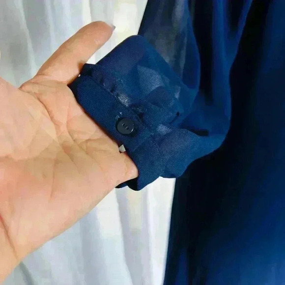 BCX DRESS Size M Womens Blue Lined Tie front Pullover 3/4 sleeve tunic - Picture 7 of 11